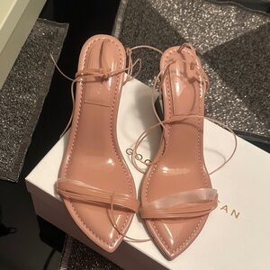 Good American Pink Lace-Up Sandals